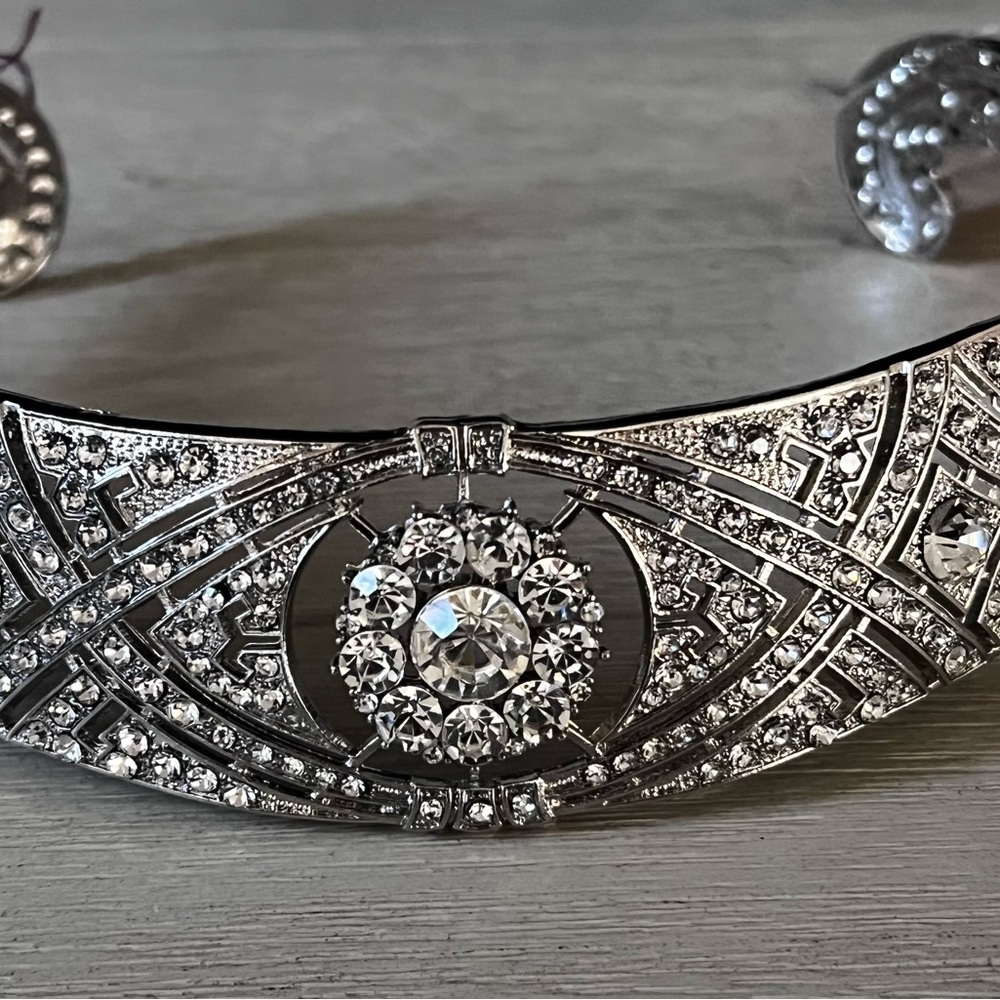 Silver Crystal Statement Necklace - image 1